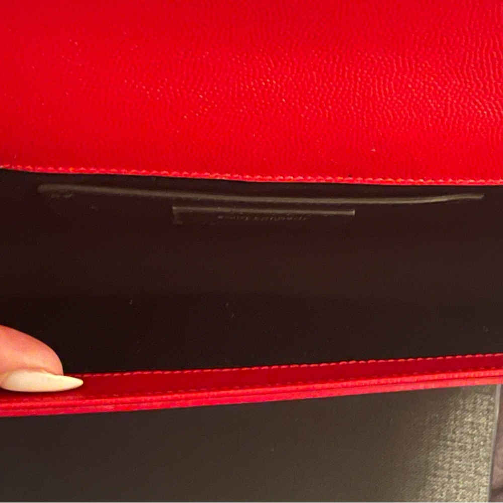 Yves Saint Laurent Red Clutch with Gold Logo - Picture 11 of 11
